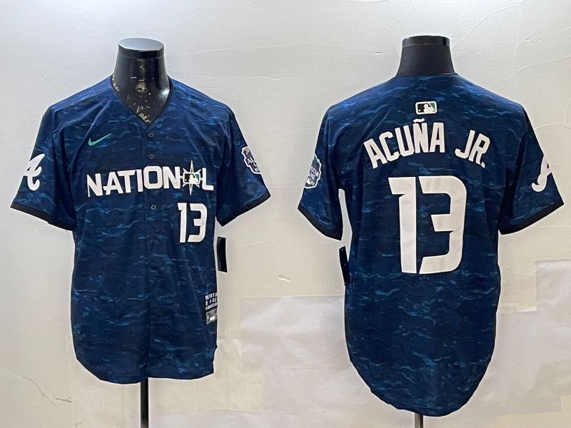 Men Atlanta Braves #13 Acuna jr Blue All star 2025 Nike MLB Jersey style 1